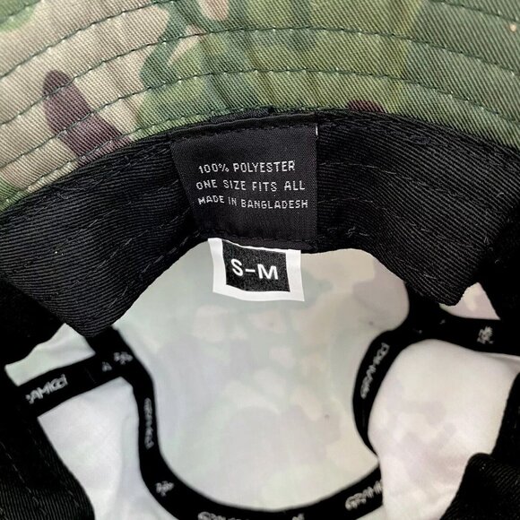 Gramicci Bucket Hat Running Man Olive Camouflage S/M Outdoor Adventure Cap NWT - Picture 5 of 8